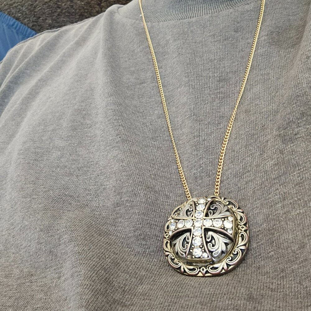 Sapphire cross pendant old world fashion look